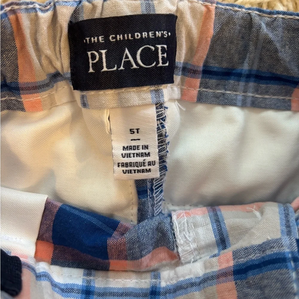 Boys 5T Outfit - Cream Polo and Plaid Shorts Set - Picture 6 of 7